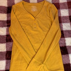 Yellow, Size M, Waffle knit Long sleeve.
